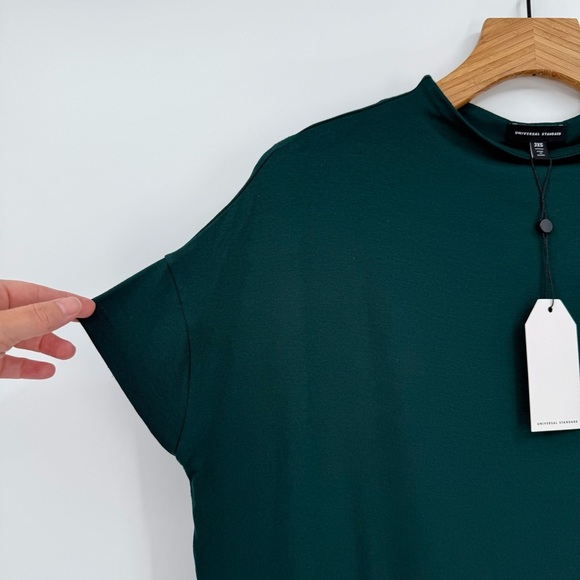 Universal Standard Petra Liquid Jersey Top Dolman High Neck Forest Green 3XS - Picture 7 of 14